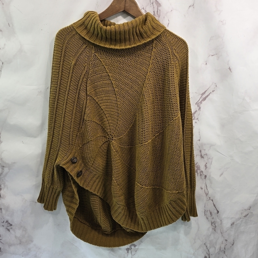 Anthropologie Sweater Women Small Mustard Angel Of The North Button Harvest Moon